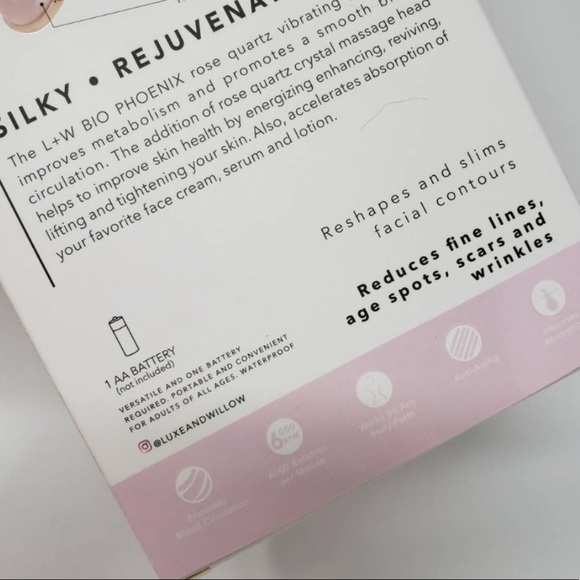 NEW LUXE + WILLOW Phoenix Rose Quartz Crystal Vibrating Facial Massager - Picture 6 of 9